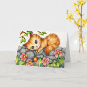 Yo-Yo Kitty - Niedliche Cat Grußkarte Karte (Gelbe Blume)