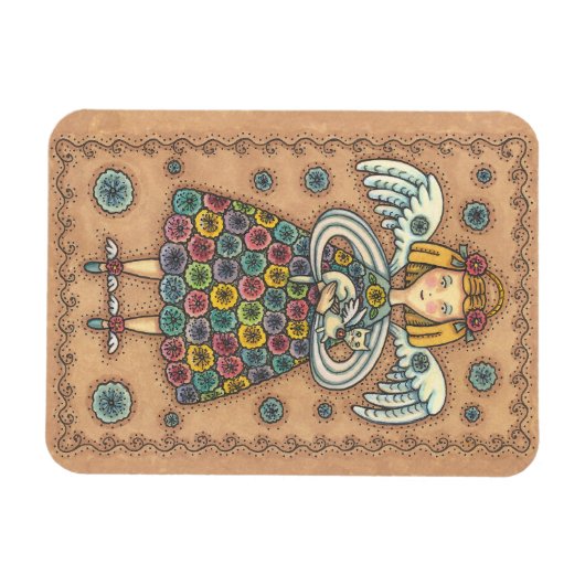 Yo Yo Quilt Angel MAGNET Primitiv (Horizontal)