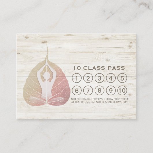 Yoga 10 Class Pass Loyalty Ernennung Bodhi Leaf Treuekarte (Vorderseite)