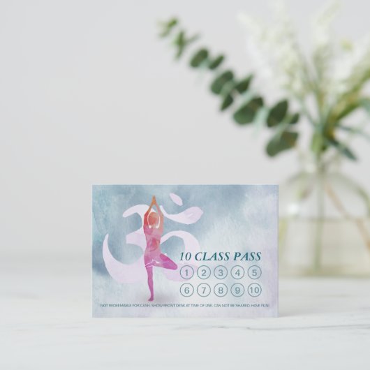 YOGA 10 Class Pass Termin Meditation Pose Om Treuekarte (Stehend Vorderseite)