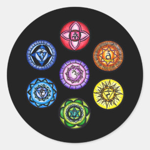 Yoga - 7 Chakras Energie Runder Aufkleber