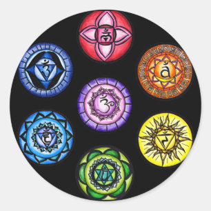 Yoga - 7 Chakras Energie Runder Aufkleber