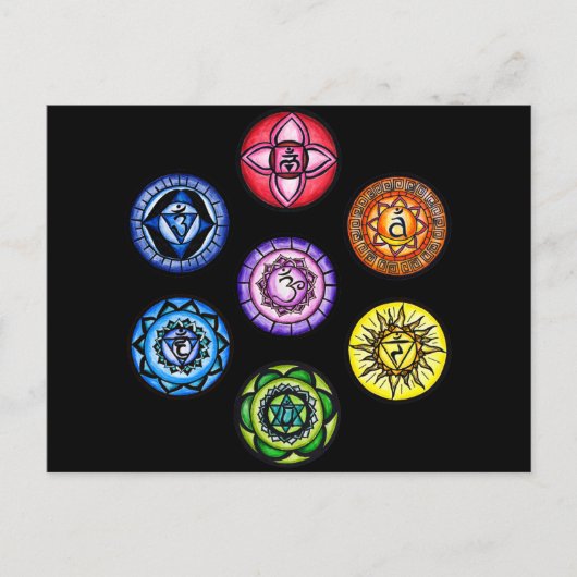 Yoga - 7 Chakras Energy Postkarte (Vorderseite)