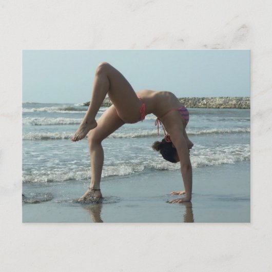 Yoga am Strand Foto Postkarte (Vorderseite)