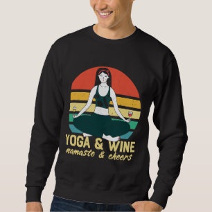 Yoga & amp Wein Retro Wein Trinken Sweatshirt
