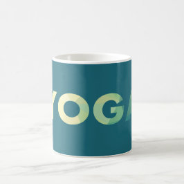 Yoga-Aquamarin-Gelbtext Kaffeetasse