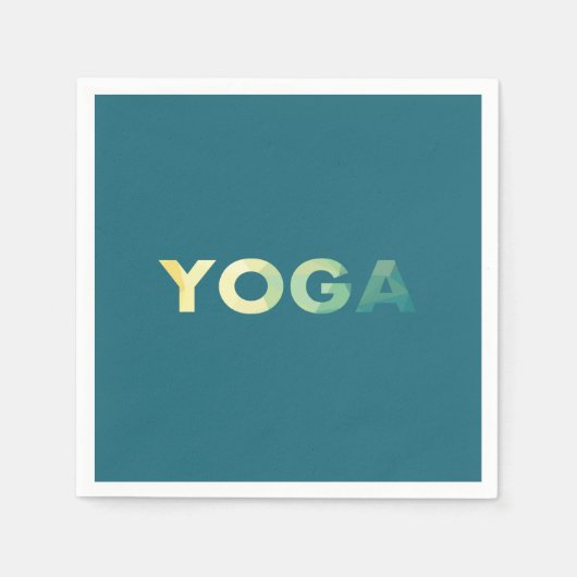 Yoga-Aquamarin-Gelbtext Serviette (Vorderseite)