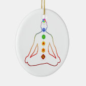 Yoga Asana Siddhasana Pose mit 7 Chakras Keramik Ornament (Rechts)