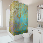 Yoga Asana Symbol in der GoldMandala Duschvorhang (Beispiel)