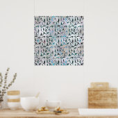 Yoga Asanas/Posen Muster Labradorit auf Perle Poster (Küche)