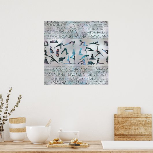 Yoga Asanas / Posen Sanskrit Word Art Labradorite Poster (Küche)