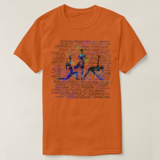Yoga AsanasPoses Sanskrit Word Art T-Shirt (Design vorne)