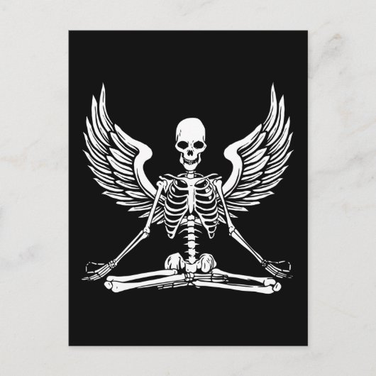 Yoga Ästhetik Goth Wings Meditat Skelett Angel Postkarte (Vorderseite)