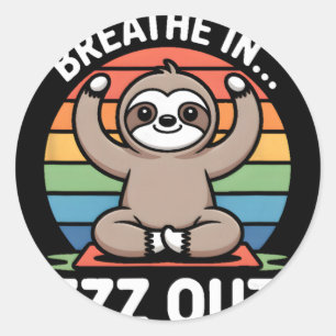 Yoga Atme Ein Zzz Aus Faultier _3  Runder Aufkleber