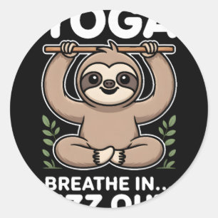 Yoga Atme Ein Zzz Aus Faultier _7  Runder Aufkleber