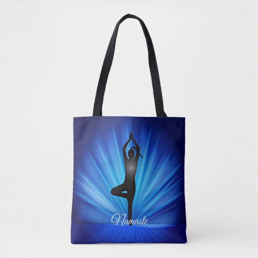 Yoga auf Blue Burst - Name oder Text hinzufügen Tasche (Vorderseite)