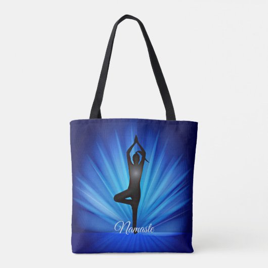 Yoga auf Blue Burst - Name oder Text hinzufügen Tasche (Rückseite)