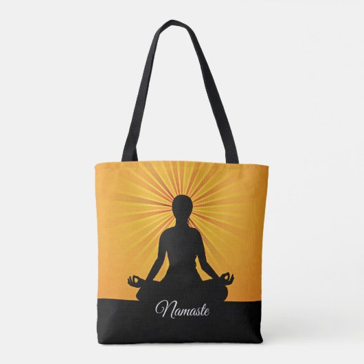 Yoga auf Orange Sunerams - Name oder Text hinzufüg Tasche (Rückseite)