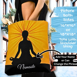 Yoga auf Orange Sunerams - Name oder Text hinzufüg Tasche