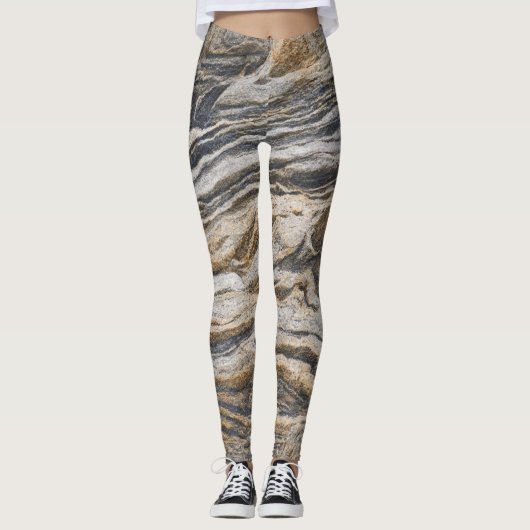 Yoga aus Grau und Tan Marble Leggings (Vorderseite)