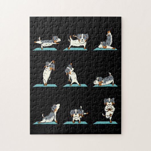 Yoga Australian Shepherd Hund Funny Jig Saw Puzzle (Vertikal)