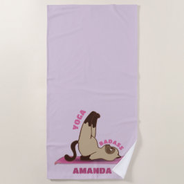 Yoga Badass Workout Kitty Cat Individuelle Name Strandtuch