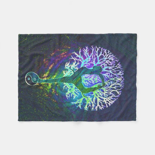 Yoga-Baum-Aura Fleecedecke (Vorderseite (Horizontal))