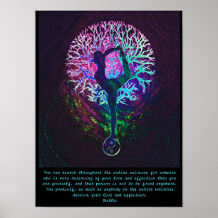 Yoga-Baum - Buddha-Zitat Poster