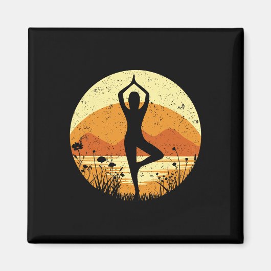 Yoga Baum Einbeinige stehende Pose Vrikshasana Vin Magnet (Vorne)