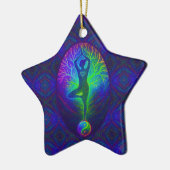 Yoga-Baum Friedensregenbogen Keramik Ornament (Links)