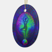 Yoga-Baum Friedensregenbogen Keramik Ornament (Links)