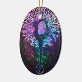 Yoga-Baum Friedensregenbogen Keramik Ornament (Links)