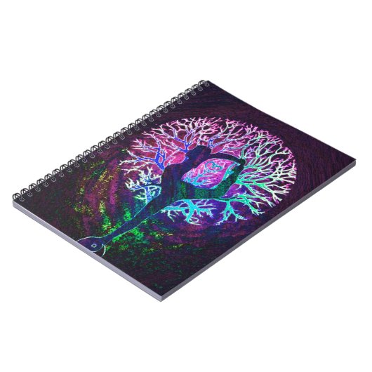 Yoga-Baum-Friedensregenbogen Notizblock (Linke Seite)