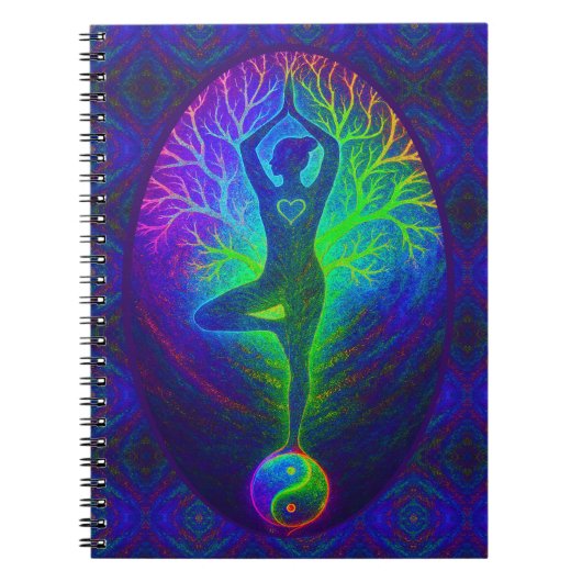 Yoga-Baum Friedensregenbogen Notizblock (Vorderseite)