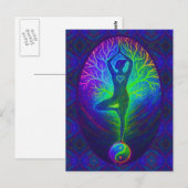Yoga-Baum Friedensregenbogen Postkarte (Vorne/Hinten)
