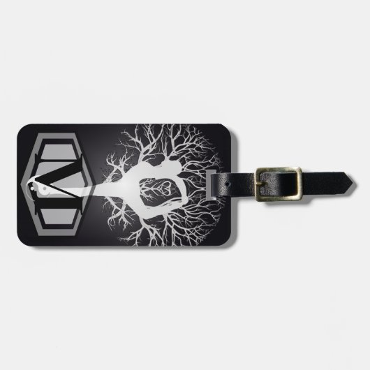 Yoga-Baum in Schwarzweiss Gepäckanhänger (Vorderseite horizontal)