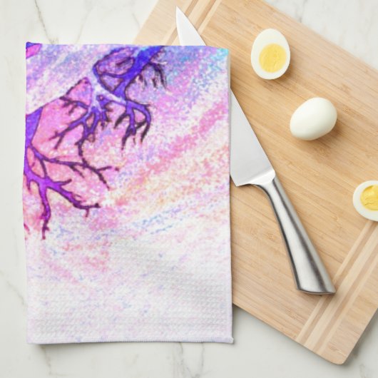 Yoga-Baum-Pastell-Regenbogen Geschirrtuch (Viertel Falte)