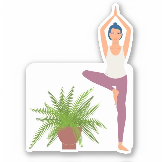 Yoga-Baum-Pose Pflanze in einem transparenten Aufk Aufkleber (Vorderseite)