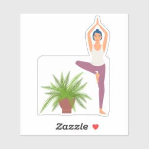 Yoga-Baum-Pose-Pflanze in Topf transparenter Aufkl Aufkleber