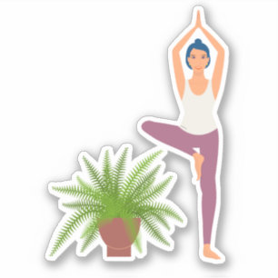 Yoga-Baum-Pose-Pflanze in Topf transparenter Aufkl Aufkleber