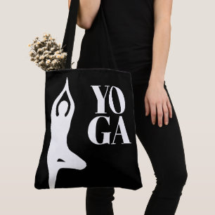 Yoga-Baum-Pose-Silhouette schwarze Tüte Tasche