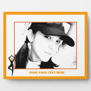 Yoga Baumpose schwarz, orange kundenspezifisch Fotoplatte