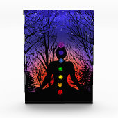 Yoga bei Sonnenuntergang Fotoblock (Vorderseite)