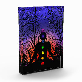 Yoga bei Sonnenuntergang Fotoblock