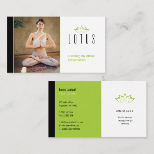 Yoga | Beruflicher Lehrer Visitenkarte (Vorne/Hinten)