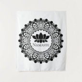 Yoga Black Mandala Namaste Lotus Wandteppich (Vorderseite)