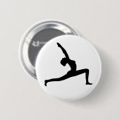 Yoga Black Silhouette Woman Posing Round Button (Vorne & Hinten)