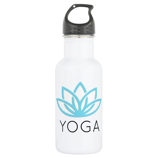 Yoga blaues einfaches Lotus Waterbottle Trinkflasche (Vorderseite)