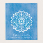 Yoga Blue Aquarellfarbe Holistic, Mandala Hand gez Visitenkarten (Außenseite Aufgefaltet)