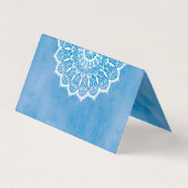 Yoga Blue Aquarellfarbe Holistic, Mandala Hand gez Visitenkarten (Rückseite)